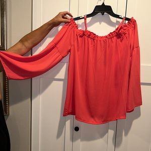 NWT INC sz L salmon color off the shoulder blouse
